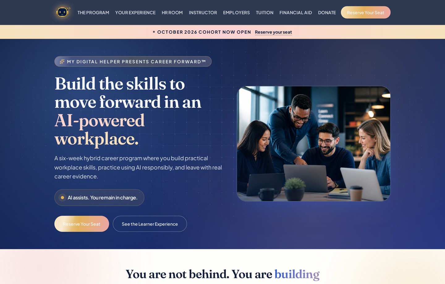 Screenshot of the Career Forward™ Workforce Readiness Program website homepage